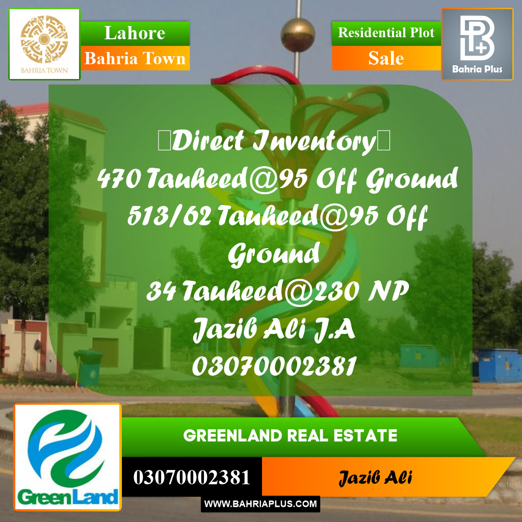 Residential Plot for Sale in Bahria Town, Lahore - (BP-197156)