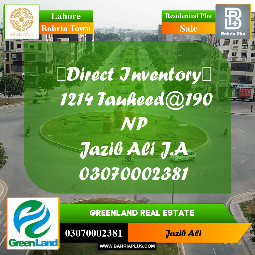 Residential Plot for Sale in Bahria Town, Lahore - (BP-197157)