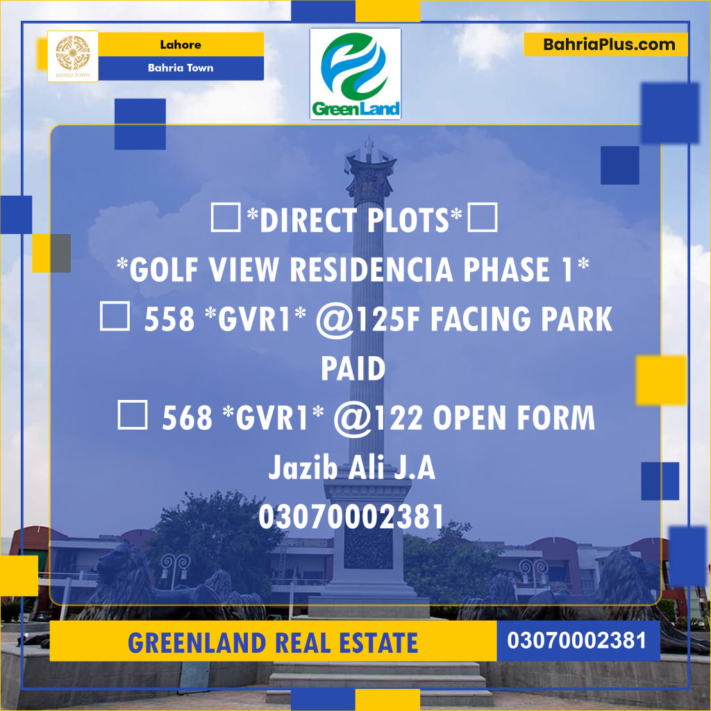 Residential Plot for Sale in Bahria Town, Lahore - (BP-197159)