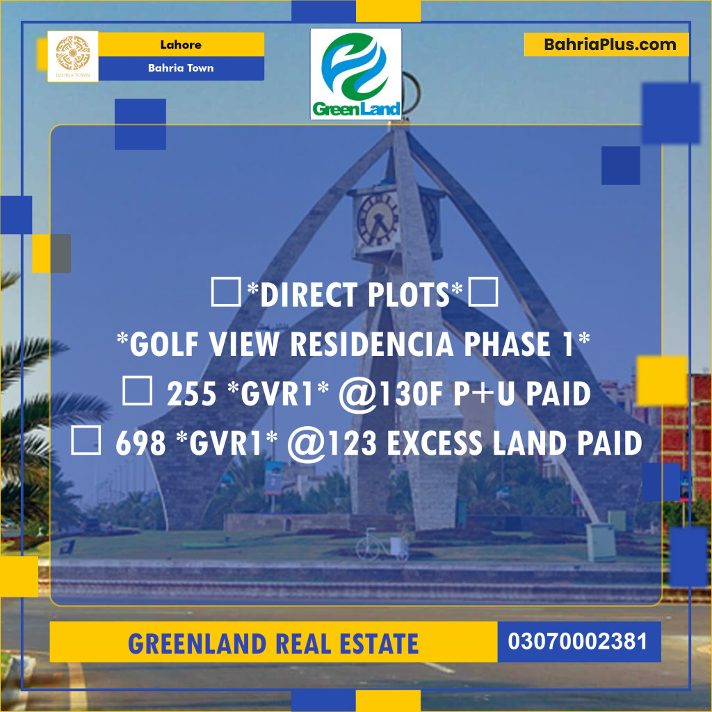 Residential Plot for Sale in Bahria Town, Lahore - (BP-197160)