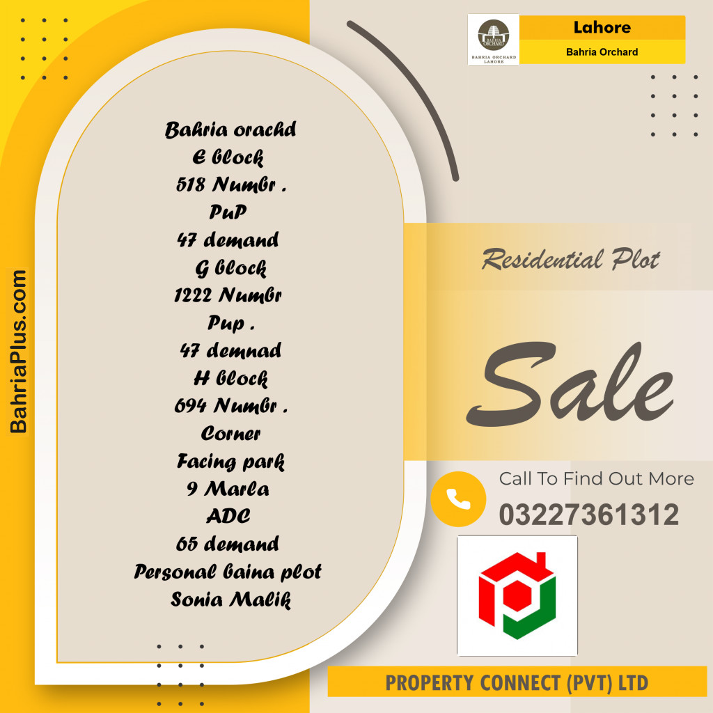 Residential Plot for Sale in Bahria Orchard, Lahore - (BP-197172)