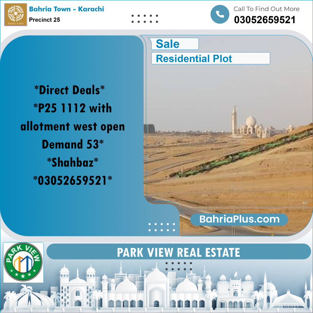 125 Sq. Yards Residential Plot for Sale in Precinct 25 -  Bahria Town, Karachi - (BP-197194)