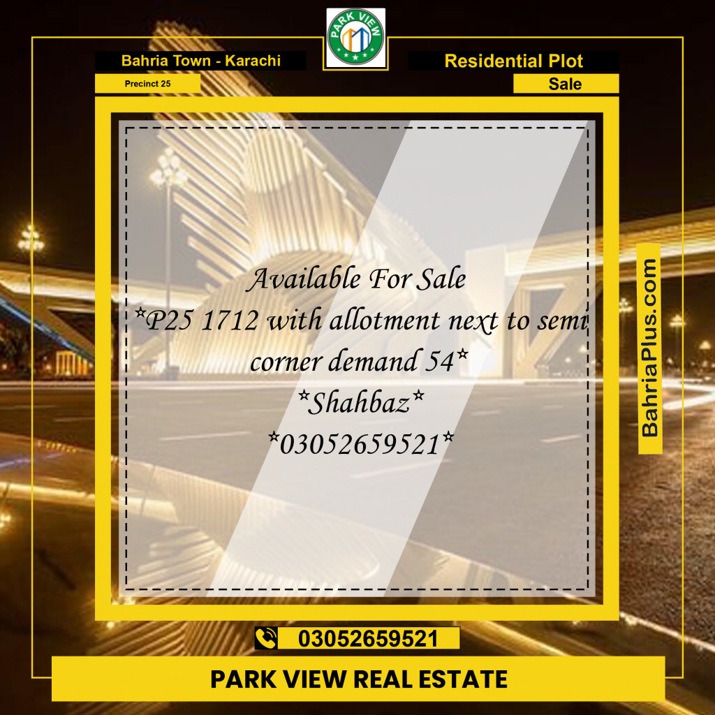 125 Sq. Yards Residential Plot for Sale in Precinct 25 -  Bahria Town, Karachi - (BP-197196)