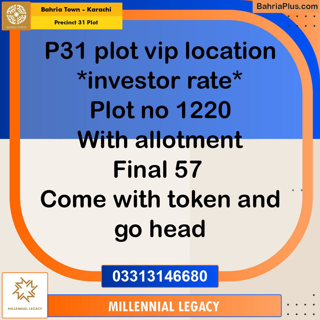 Residential Plot for Sale in Precinct 31 Plot -  Bahria Town, Karachi - (BP-197203)