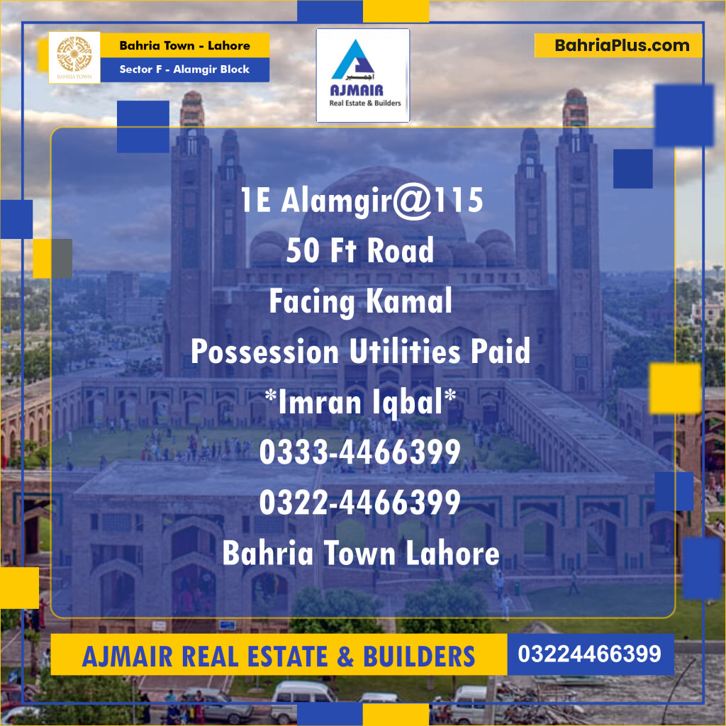 Residential Plot for Sale in Sector F - Alamgir Block -  Bahria Town, Lahore - (BP-197224)