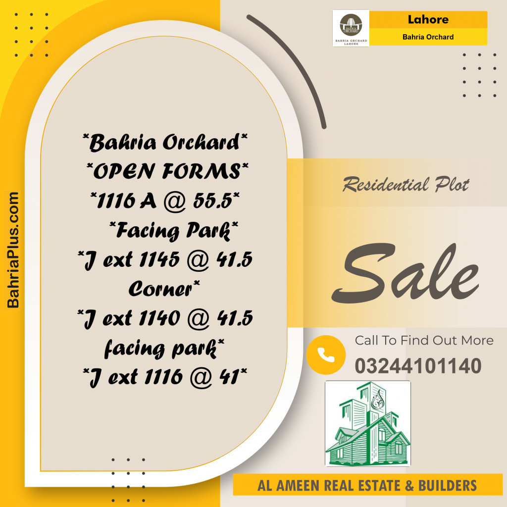 Residential Plot for Sale in Bahria Orchard, Lahore - (BP-197225)