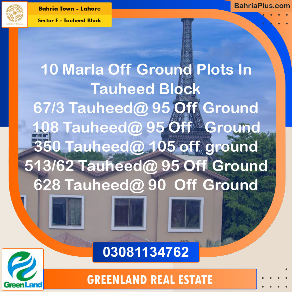 Residential Plot for Sale in Sector F - Tauheed Block -  Bahria Town, Lahore - (BP-197246)