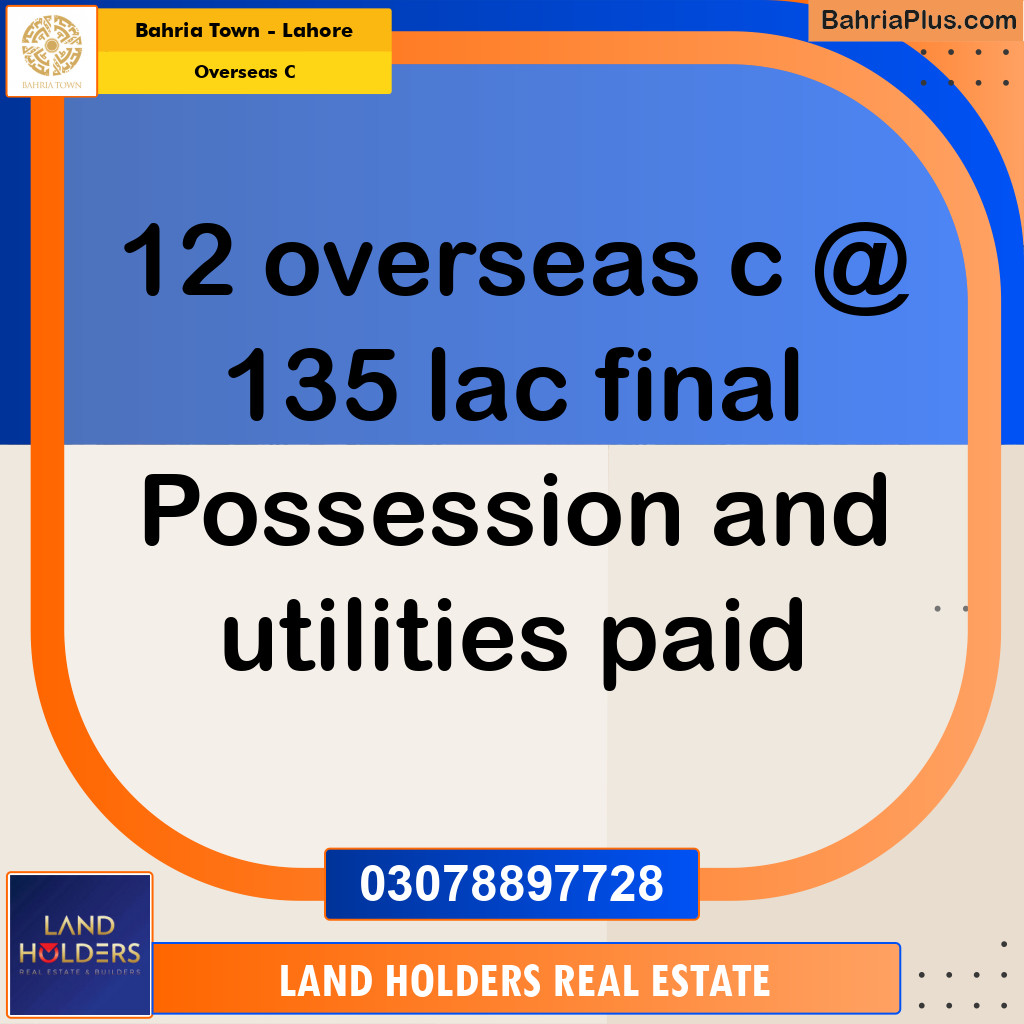 Residential Plot for Sale in Overseas C -  Bahria Town, Lahore - (BP-197253)