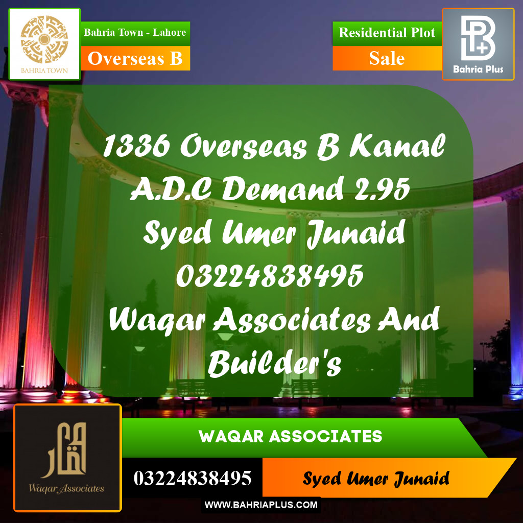 Residential Plot for Sale in Overseas B - Bahria Town, Lahore - (BP-197274)