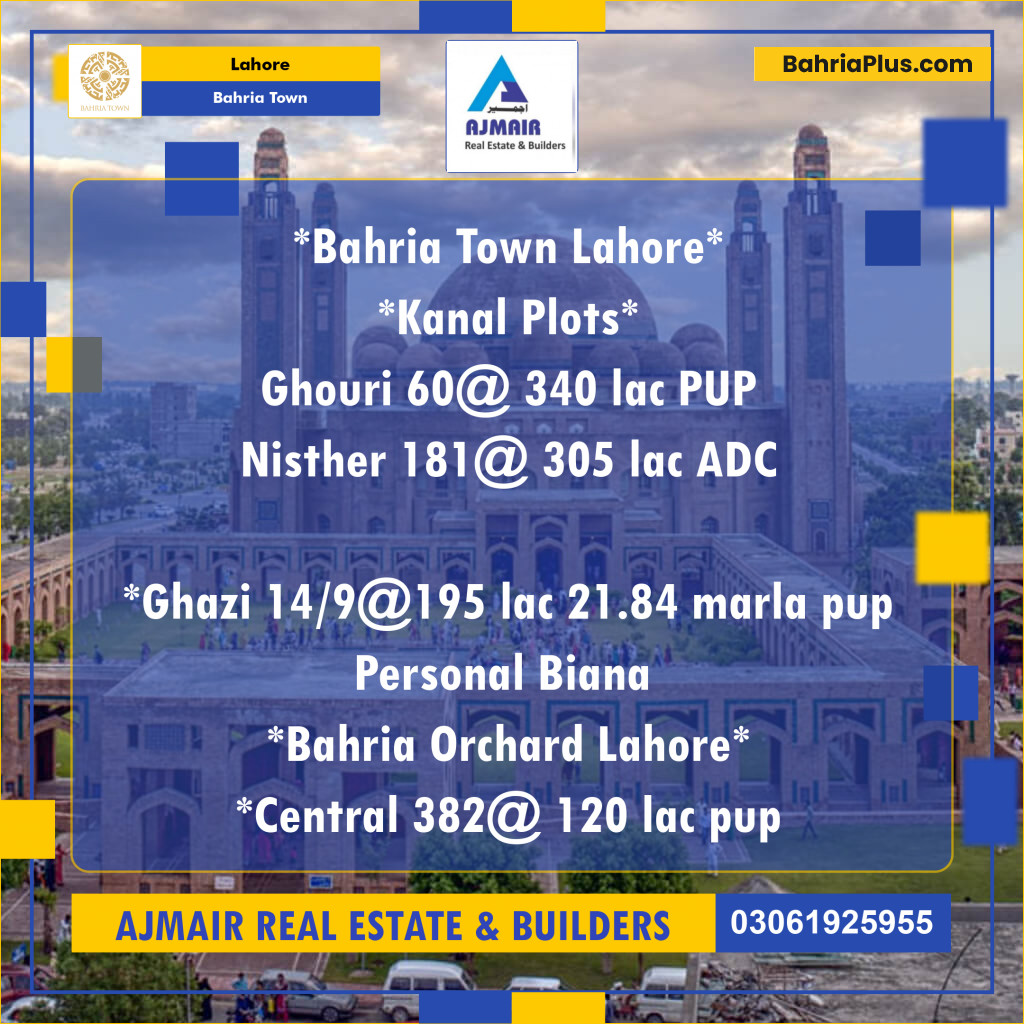 Residential Plot for Sale in Bahria Town, Lahore - (BP-197317)
