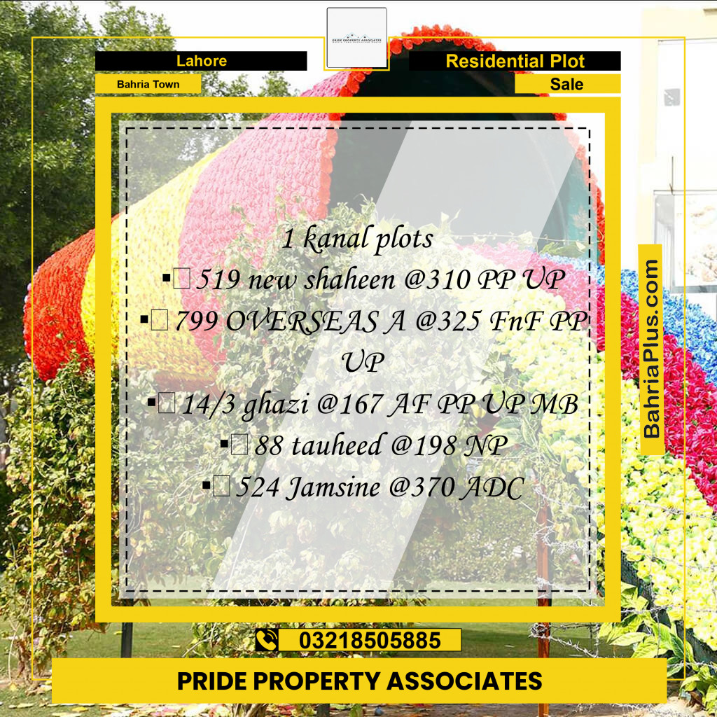 Residential Plot for Sale in Bahria Town, Lahore - (BP-197361)