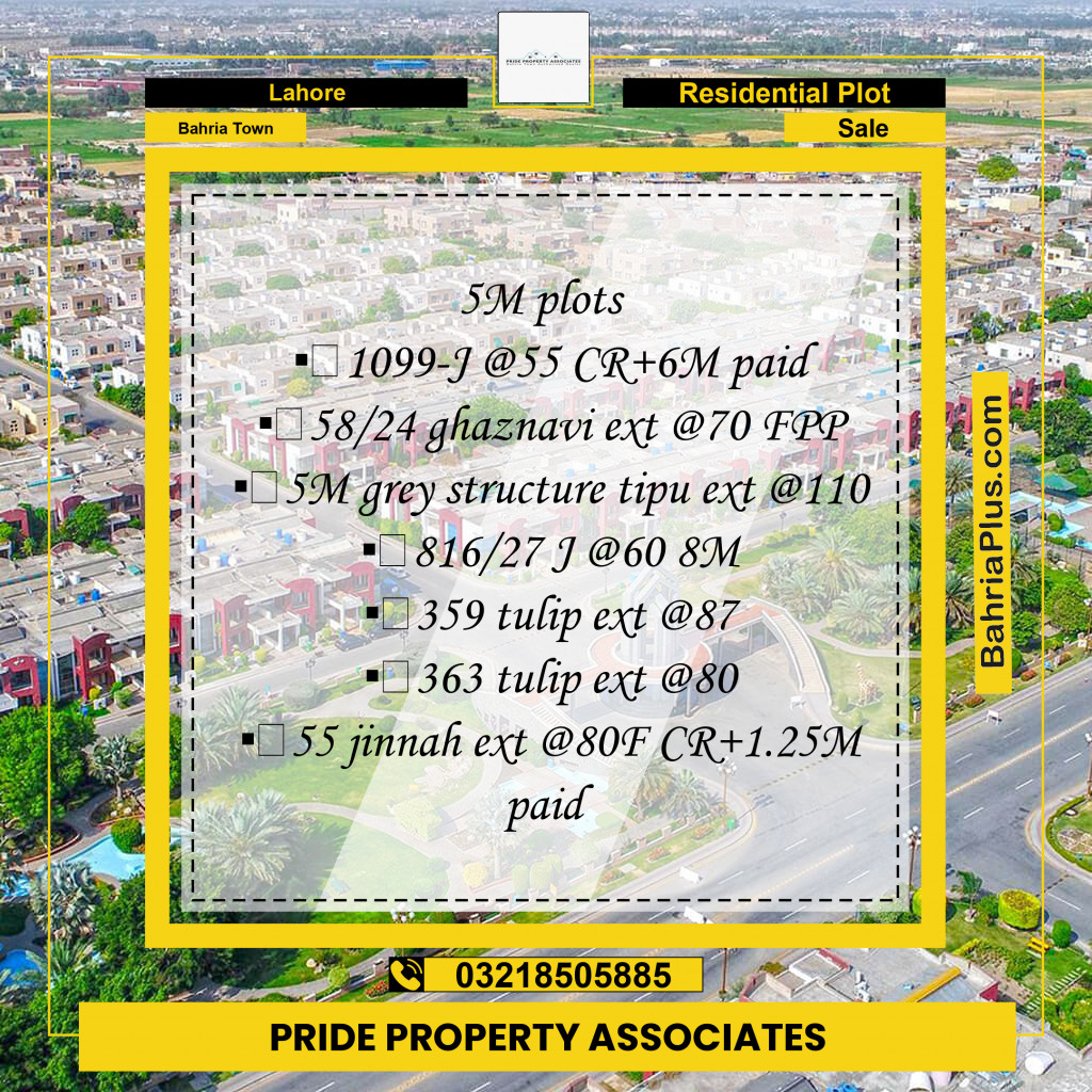 Residential Plot for Sale in Bahria Town, Lahore - (BP-197362)