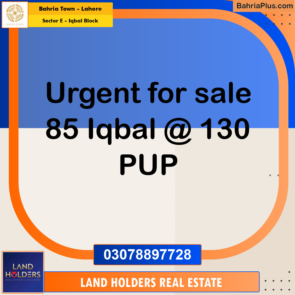 Residential Plot for Sale in Sector E - Iqbal Block -  Bahria Town, Lahore - (BP-197372)