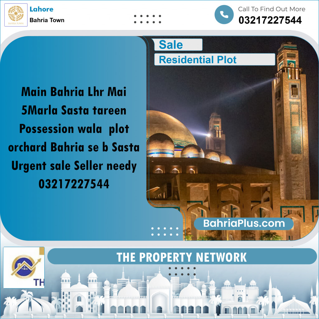 Residential Plot for Sale in Bahria Town, Lahore - (BP-197383)