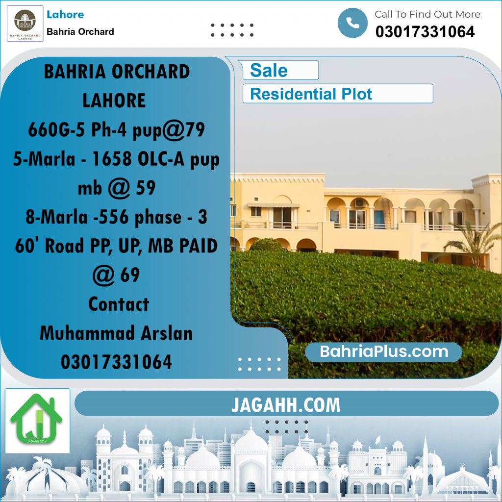 Residential Plot for Sale in Bahria Orchard, Lahore - (BP-197390)