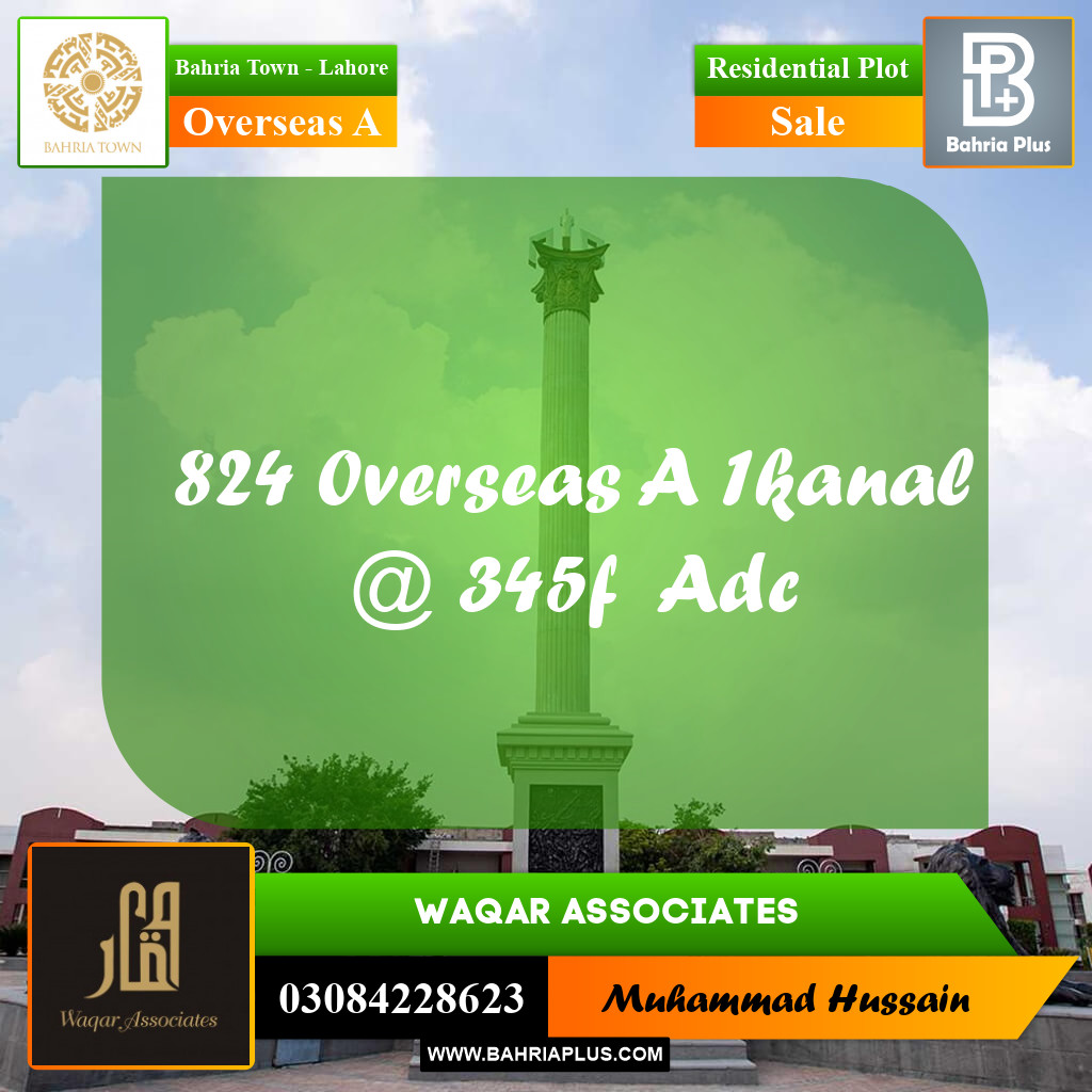 Residential Plot for Sale in Overseas A -  Bahria Town, Lahore - (BP-197397)
