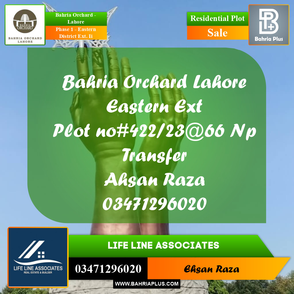 Residential Plot for Sale in Phase 1 - Eastern District Ext. II -  Bahria Orchard, Lahore - (BP-197420)