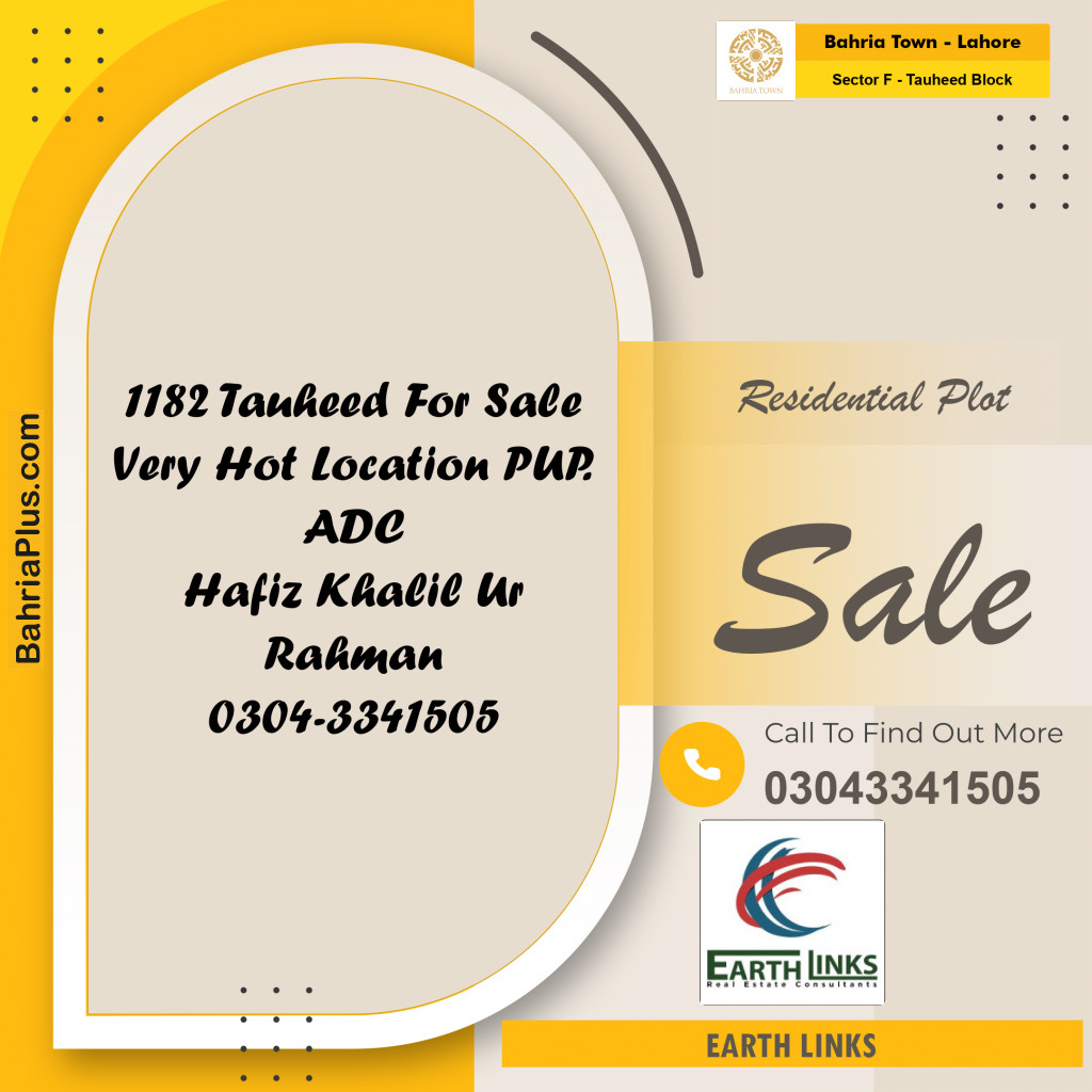 Residential Plot for Sale in Sector F - Tauheed Block -  Bahria Town, Lahore - (BP-197455)