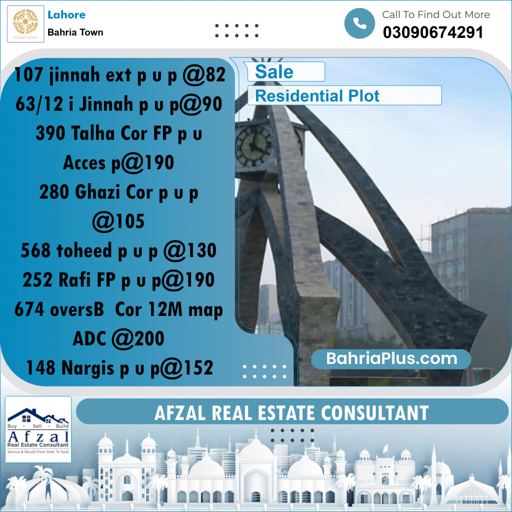 Residential Plot for Sale in Bahria Town, Lahore - (BP-197471)