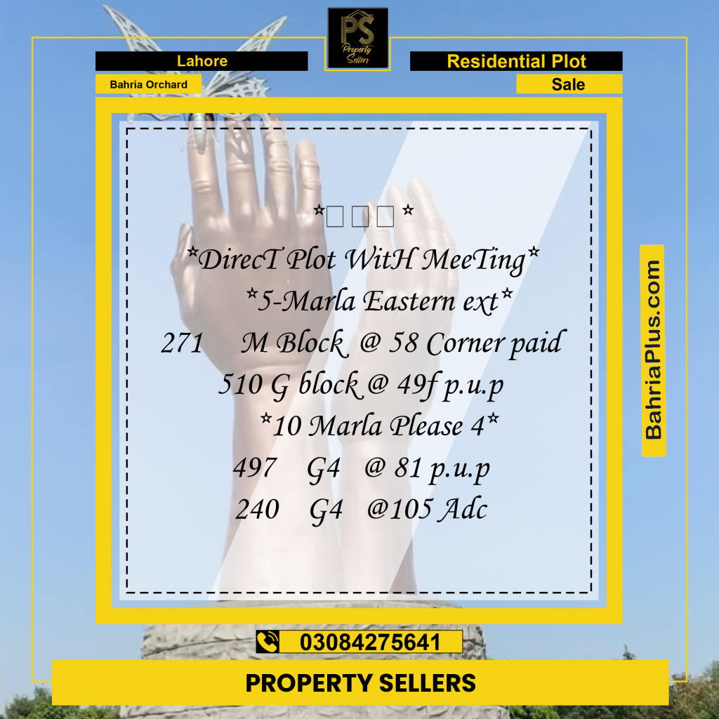 Residential Plot for Sale in Bahria Orchard, Lahore - (BP-197486)