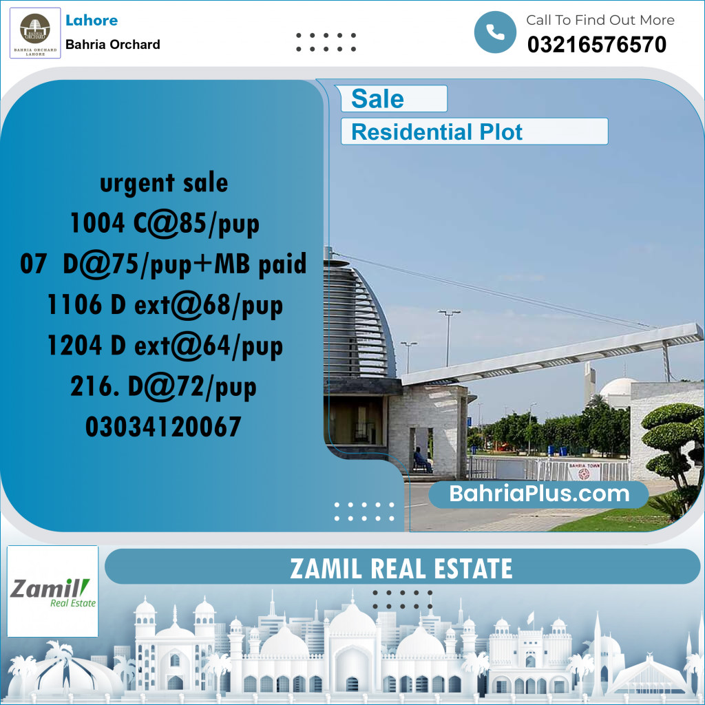 Residential Plot for Sale in Bahria Orchard, Lahore - (BP-197487)