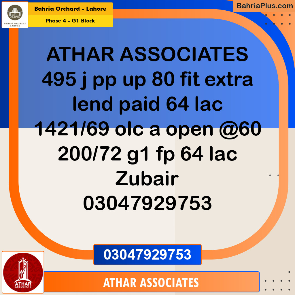 Residential Plot for Sale in Phase 4 - G1 Block -  Bahria Orchard, Lahore - (BP-197494)