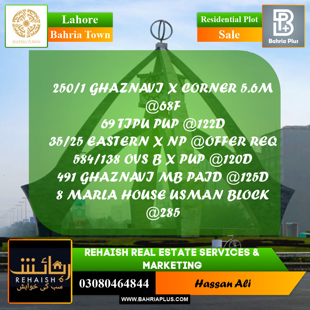 Residential Plot for Sale in Bahria Town, Lahore - (BP-197497)
