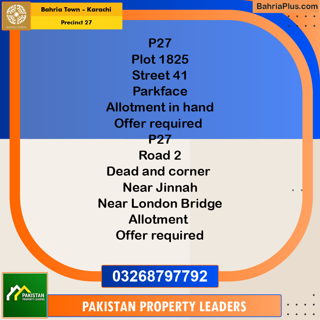Residential Plot for Sale in Precinct 27 -  Bahria Town, Karachi - (BP-197502)