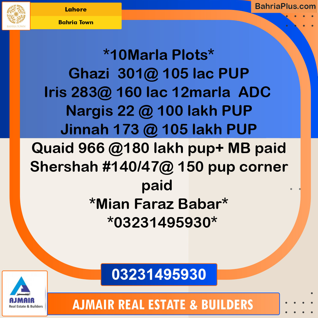 Residential Plot for Sale in Bahria Town, Lahore - (BP-197505)