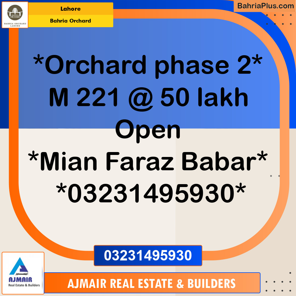 Residential Plot for Sale in Bahria Orchard, Lahore - (BP-197514)