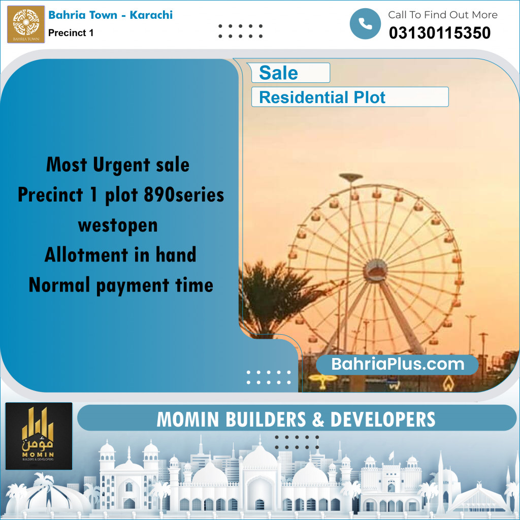 250 Sq. Yards Residential Plot for Sale in Precinct 1 -  Bahria Town, Karachi - (BP-197531)