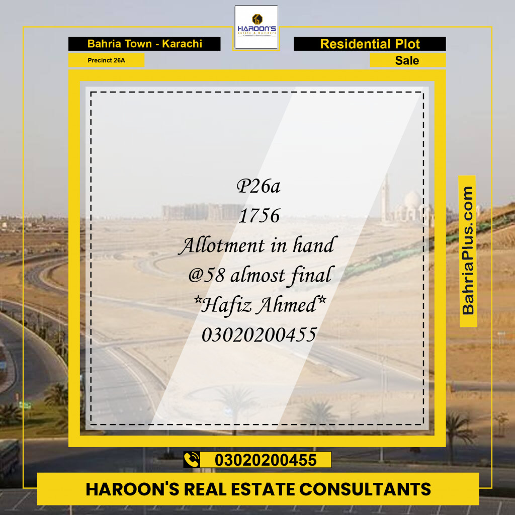 125 Sq. Yards Residential Plot for Sale in Precinct 26A - Bahria Town, Karachi - (BP-197543)