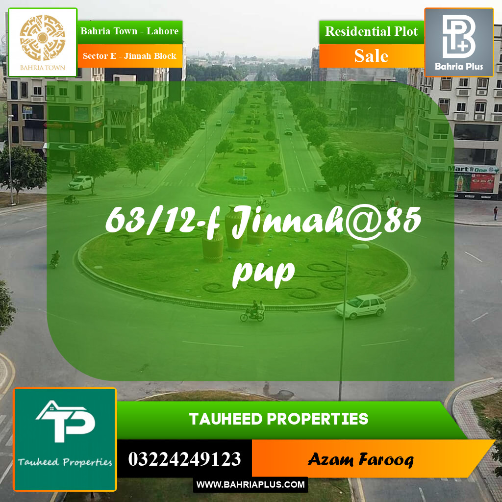 Residential Plot for Sale in Sector E - Jinnah Block - Bahria Town, Lahore - (BP-197549)