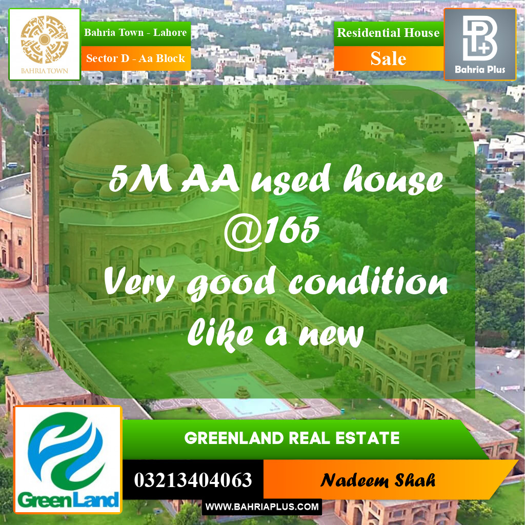 Residential House for Sale in Sector D - AA Block -  Bahria Town, Lahore - (BP-197600)