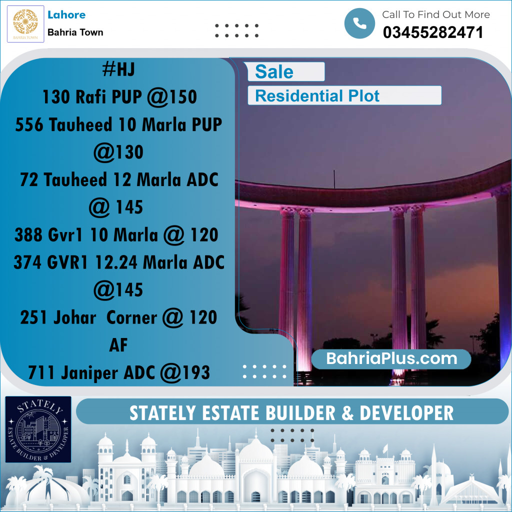 Residential Plot for Sale in Bahria Town, Lahore - (BP-197604)
