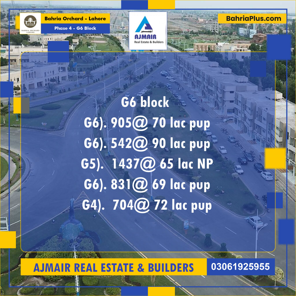 Residential Plot for Sale in Phase 4 - G6 Block -  Bahria Orchard, Lahore - (BP-197608)