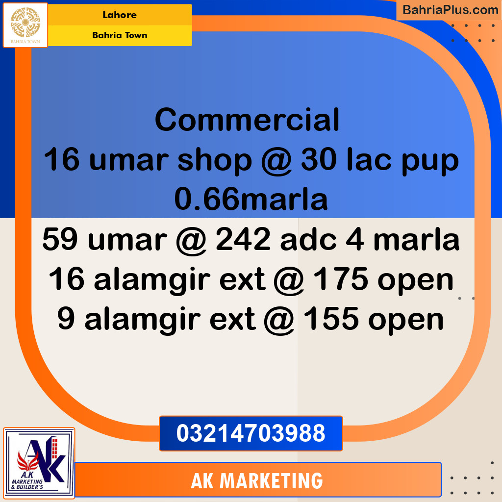 Commercial Plot for Sale in Bahria Town, Lahore - (BP-197635)