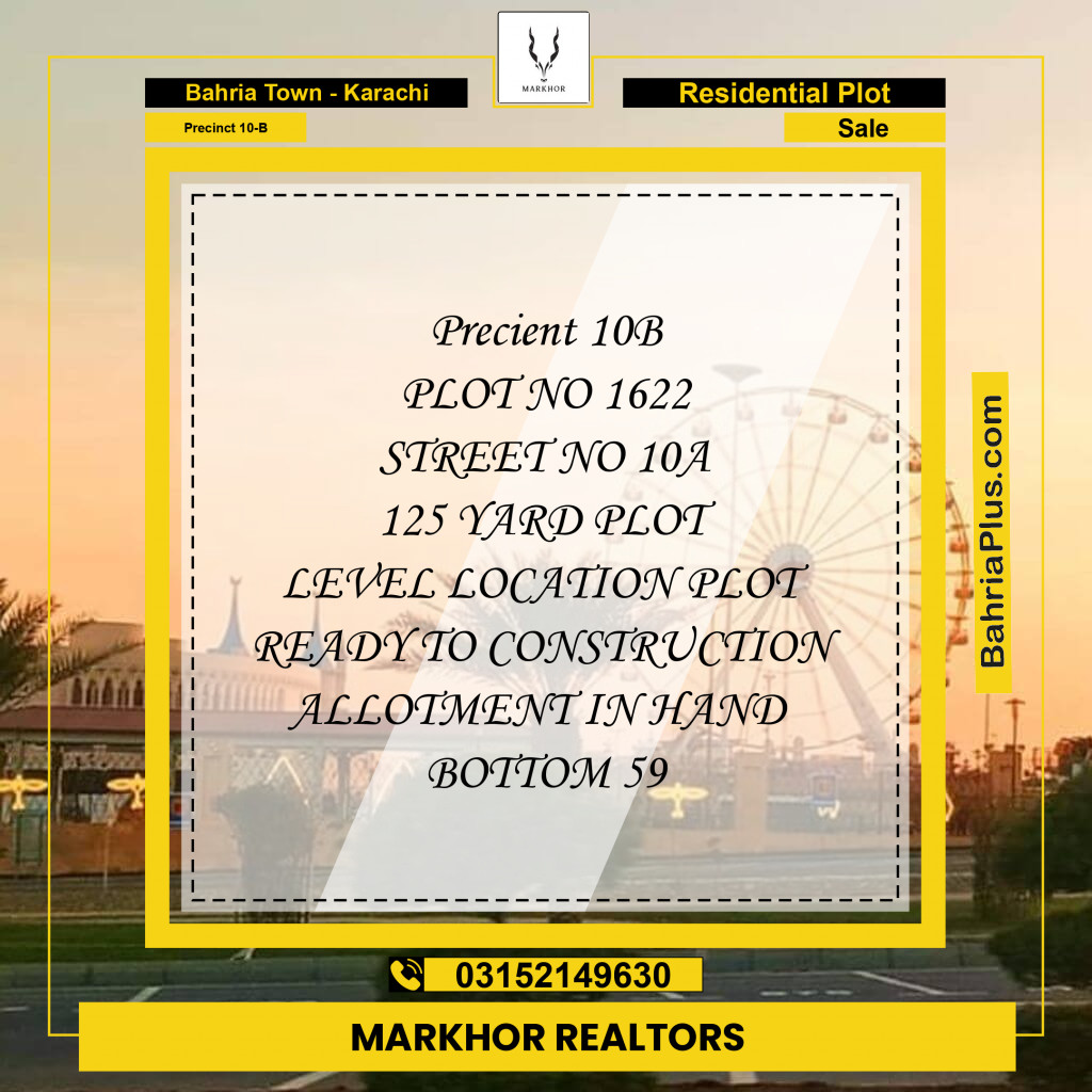 125 Sq. Yards Residential Plot for Sale in Precinct 10-B -  Bahria Town, Karachi - (BP-197672)