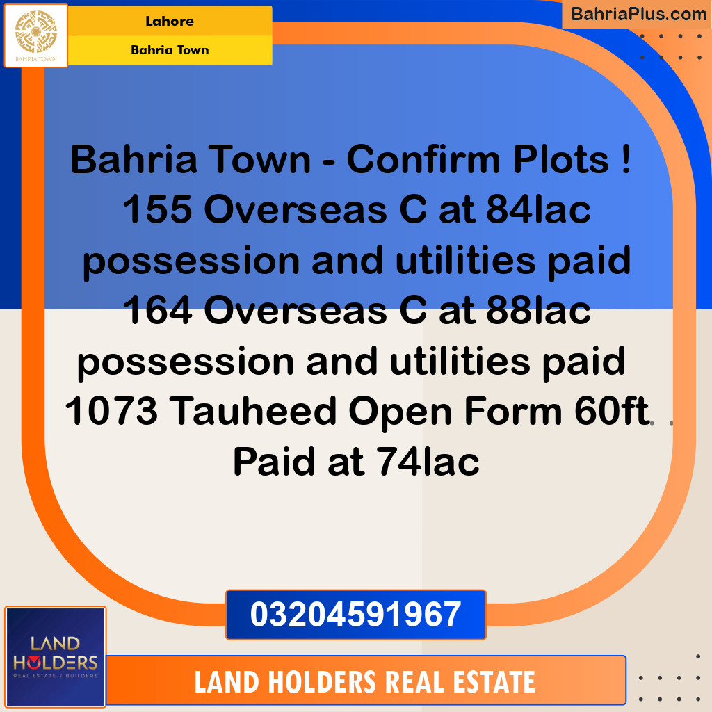 Residential Plot for Sale in Bahria Town, Lahore - (BP-197684)