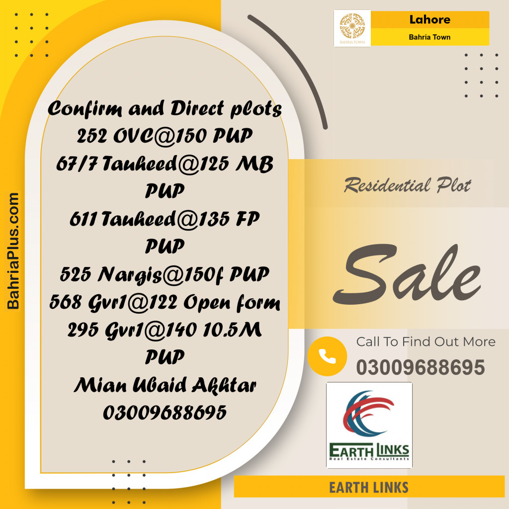 Residential Plot for Sale in Bahria Town, Lahore - (BP-197703)
