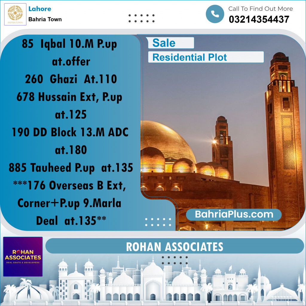 Residential Plot for Sale in Bahria Town, Lahore - (BP-197710)