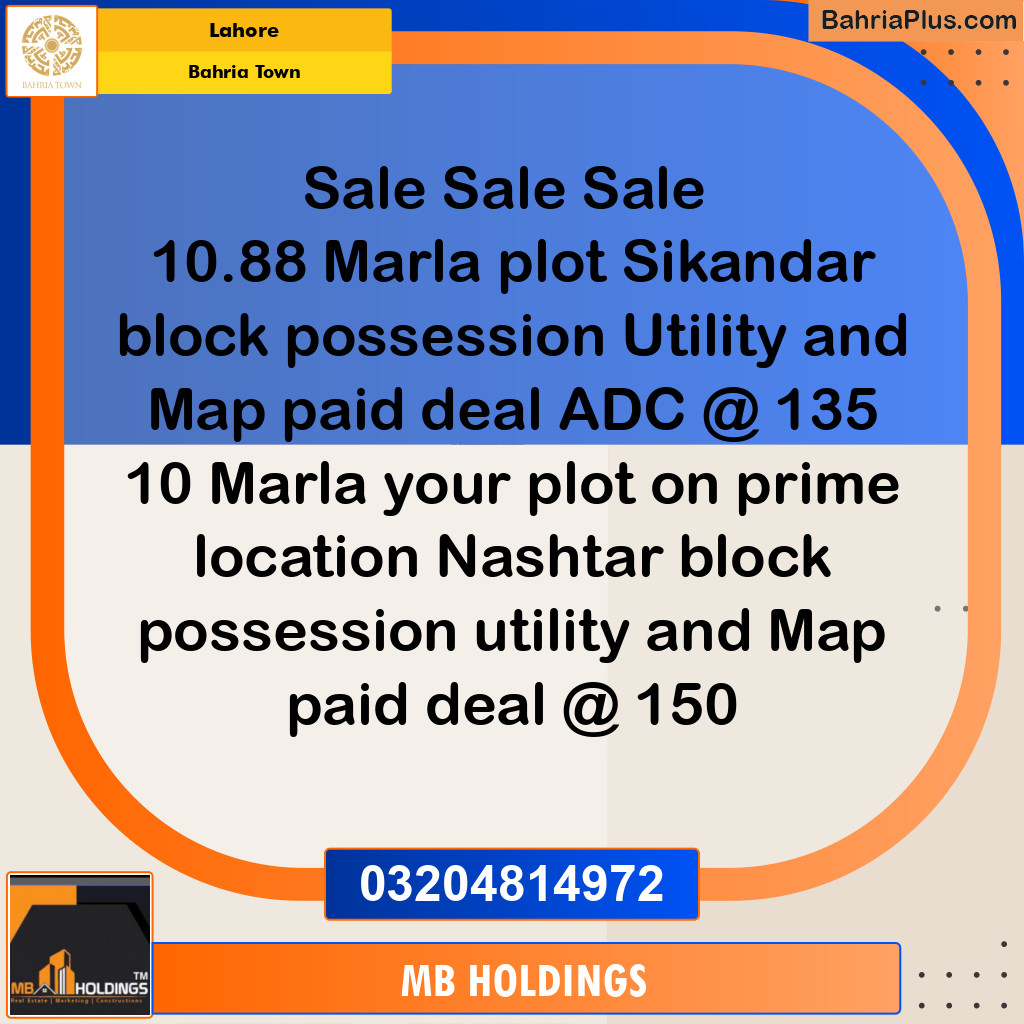 Residential Plot for Sale in Bahria Town, Lahore - (BP-197720)