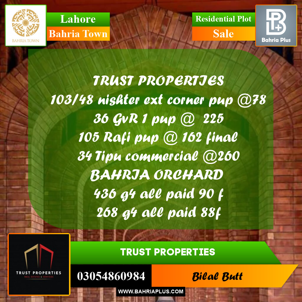 Residential Plot for Sale in Bahria Town, Lahore - (BP-197729)