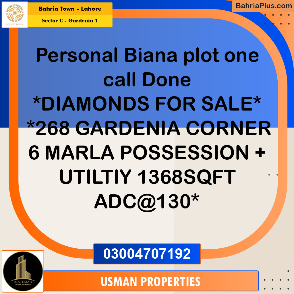 Residential Plot for Sale in Sector C - Gardenia 1 -  Bahria Town, Lahore - (BP-197733)