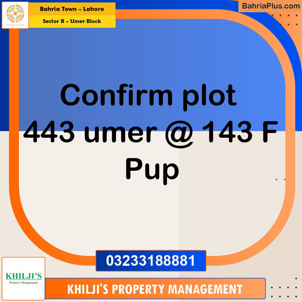 Residential Plot for Sale in Sector B - Umer Block -  Bahria Town, Lahore - (BP-197740)
