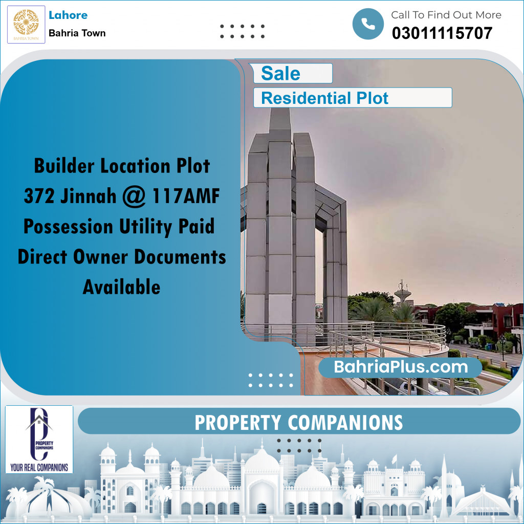 Residential Plot for Sale in Bahria Town, Lahore - (BP-197747)