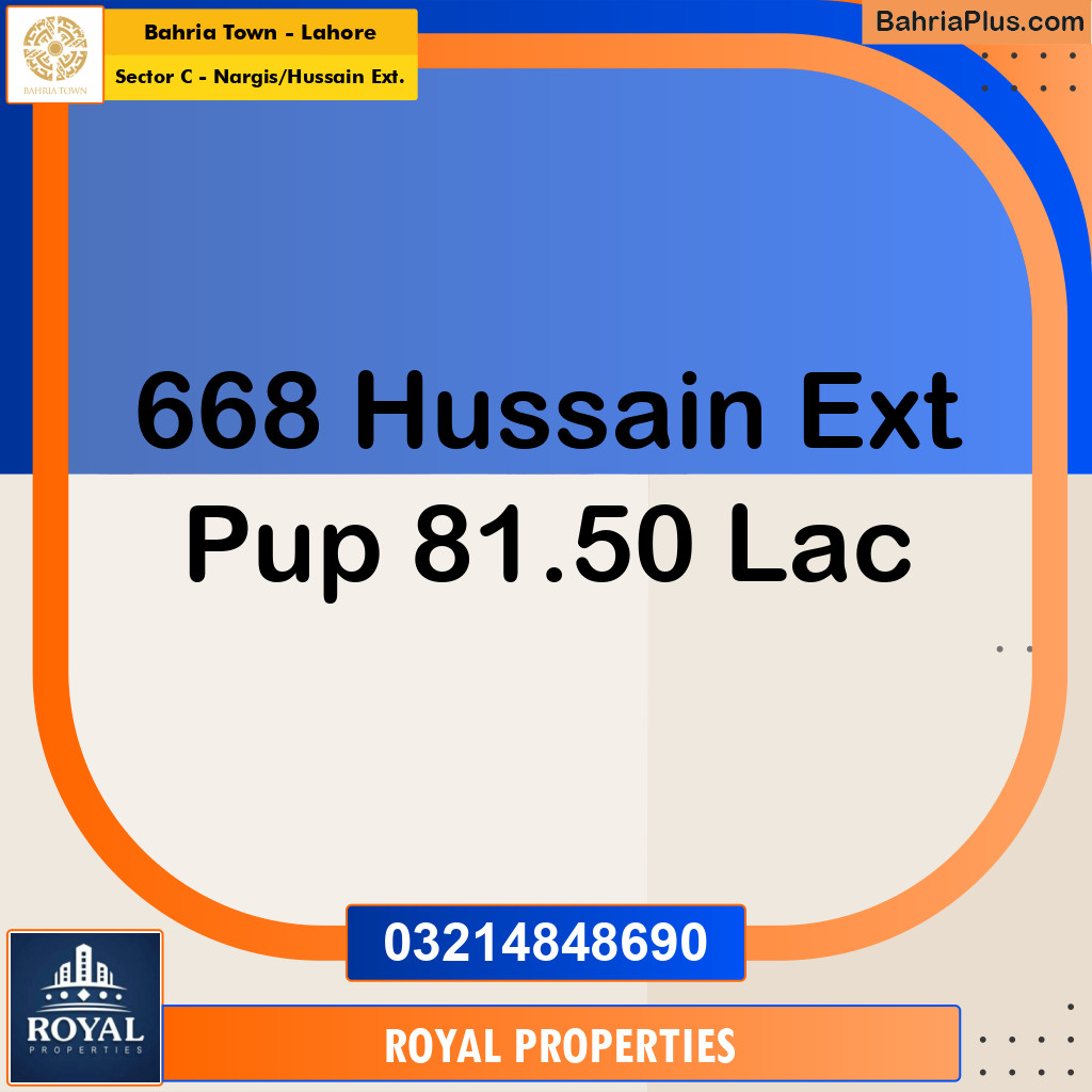 Residential Plot for Sale in Sector C - Nargis/Hussain Ext. - Bahria Town, Lahore - (BP-197756)