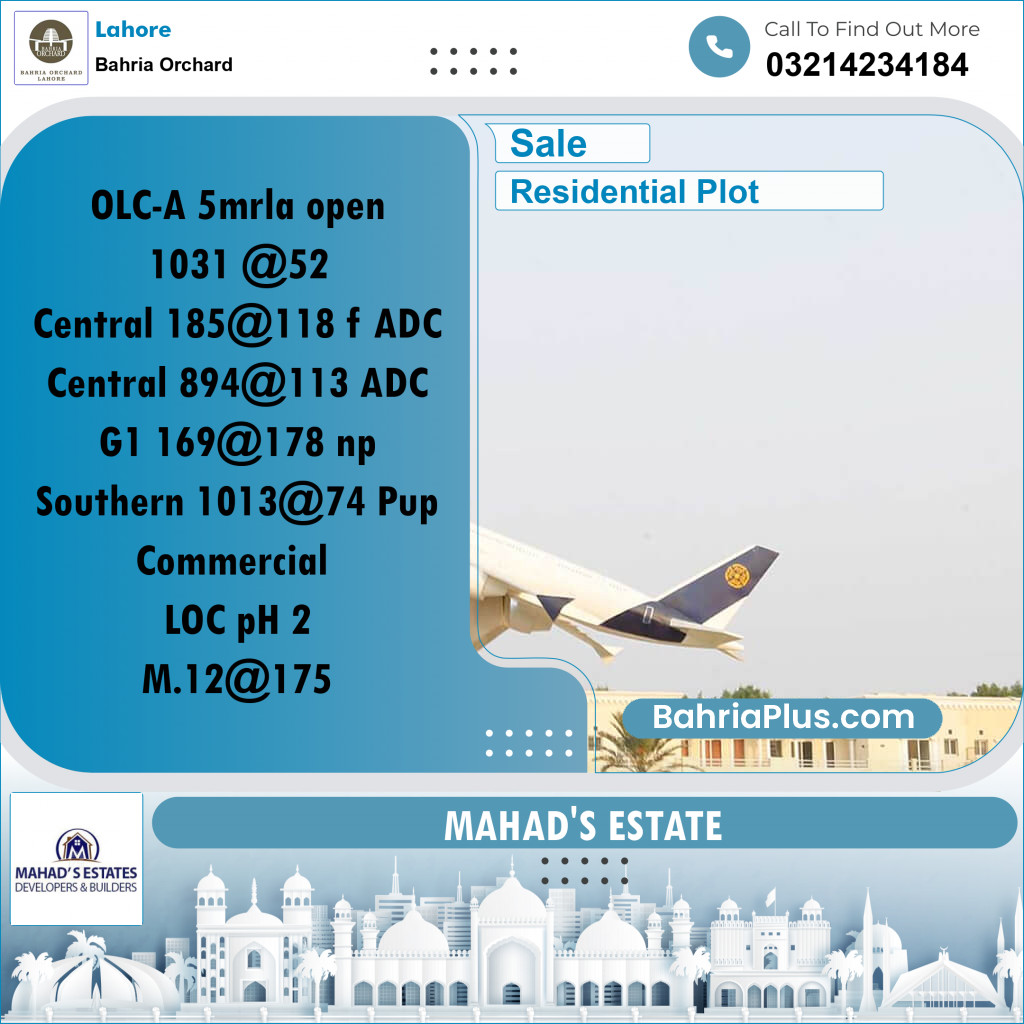 Residential Plot for Sale in Bahria Orchard, Lahore - (BP-197772)