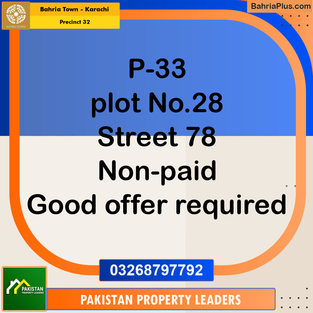 250 Sq. Yards Residential Plot for Sale in Precinct 32 - Bahria Town, Karachi - (BP-197775)