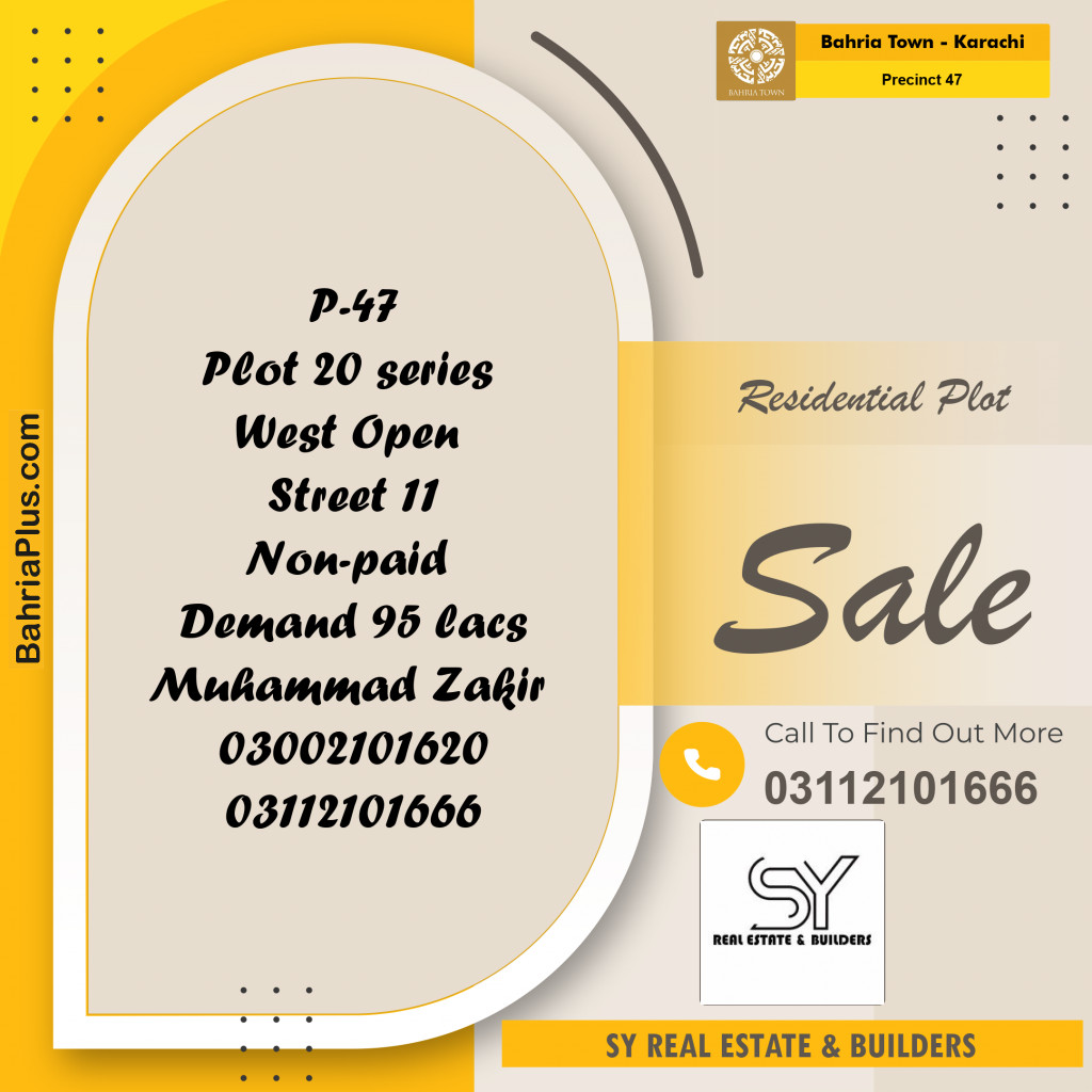 250 Sq. Yards Residential Plot for Sale in Precinct 47 -  Bahria Town, Karachi - (BP-197843)